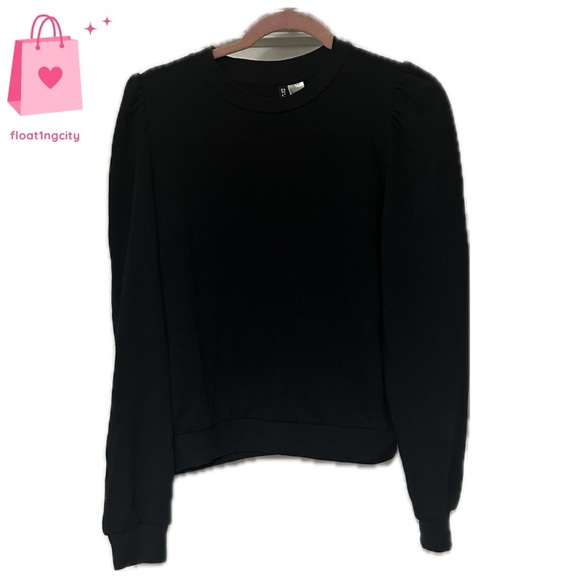 Simple Black Puff Sleeve Sweatshirt - Picture 6 of 6